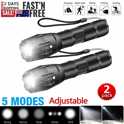 2500000LM Ultra Bright T6 LED Camping Tactical Torch High Power Zoom Flashlight • $16.98