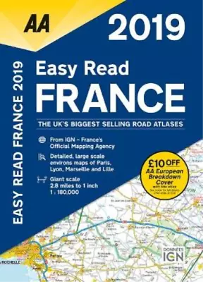 Easy Read France 2019 Flexibound (AA Road Atlas France) AA Publishing Used; Go • £13.51