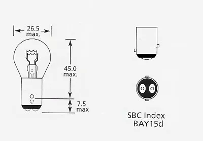 6 Volt 21/5 Watt SBC Bay15d Classic Car Brake Stop Tail Lamp Bulb 384 (Box 10) • $13.55