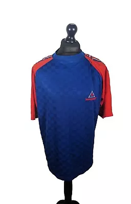 Vintage Le Coq Sportif Football Shirt Men's Medium Blue Tapered Sleeve • £10