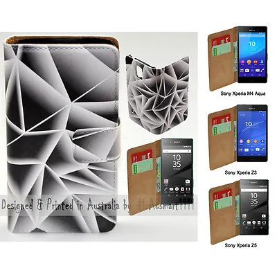 $13.98 • Buy For Sony Xperia Series -  Triangle Polygon Print Wallet Mobile Phone Case Cover