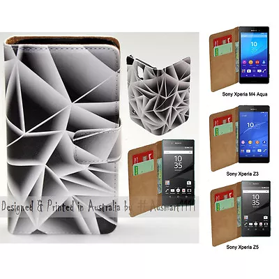 $13.98 • Buy For Sony Xperia Series -  Triangle Polygon Print Wallet Mobile Phone Case Cover