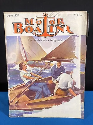 June 1937 MOTOR BOATING Vintage Magazine The Yachtsman • $12