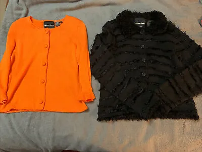 Vintage Michael Simon New York Sweaters Lot Of 2 Size Small 1998/99 Black Orange • $28