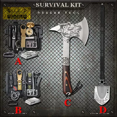 Military Tactical Survival Emergency Kit Hunting Hatchet & Folding Shovel -Axe • $27.99