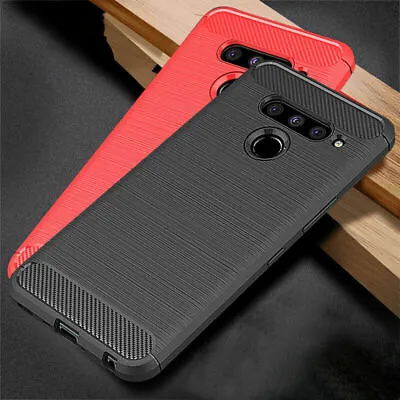 For LG G6 G7 G8 K40 K50 V40 V50 Shockproof Soft Carbon Fiber Rubber Case Cover • £4.18