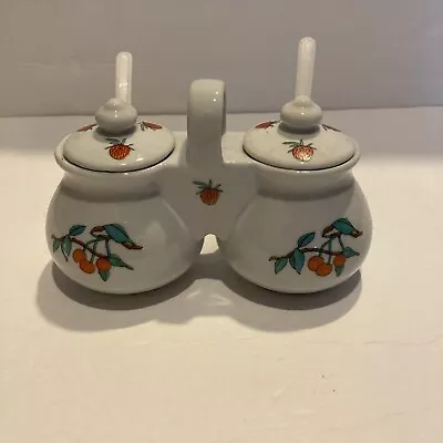 Sugar And Creamer Dispenser With Strawberry And Cherry Design 1994 • $20