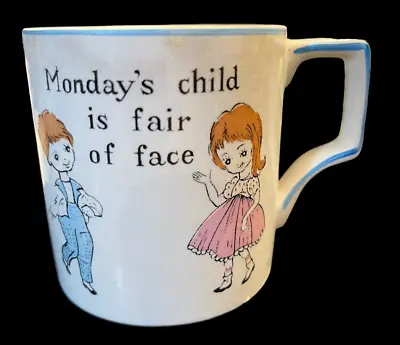 VTG. BRODY N-374 Ceramic Mug Cup  Monday's Child Is Fair Of Face  FREE SHIPPING • $13.59