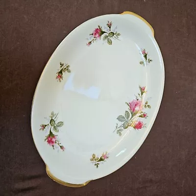 Vintage Porcelain MOSS ROSE Gold Trim By Sango Oval Serving Platter 12  Japan • $24