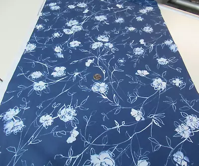 Michael Miller Quilt-craft Fabric LONG STEM ROSES Denim 1 3/4 Yds (cx-11413)Last • $9.77