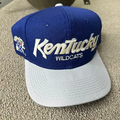 Kentucky Wildcats Hat Sports Specialties Script Snapback Cap Blue Basketball VTG • $199.49