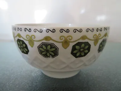 Vintage Ironstone Alfred Meakin England Floral Green 70’s Sugar Bowl - Retro • £8