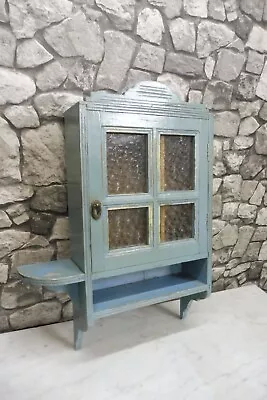 Antique Wooden Wall Cabinet Bathroom Cabinet Medicine Cabinet Shabby Chic Blue • $399