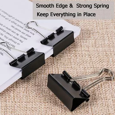£1.99 • Buy Bulldog Black Metal Binding Foldback Paper Clips Office Paper Documents Letter