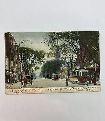 Broadway South Boston Mass. Trolleys Horse/Carriages Posted • $13.31