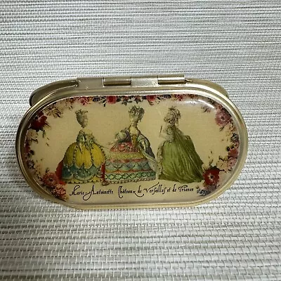 Vintage French Versailles Souvenir Marie Antoinette Oval Compact Mirror 3.25 X 2 • $26