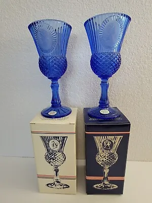 Vintage Avon FOSTORIA George Martha Washington Cobalt Blue Candle Holder Goblet • $13