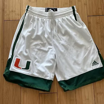 Adidas Mens University Of Miami Player Issued Basketball Shorts Size Large White • $39.99