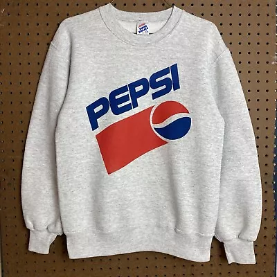 Vintage Pepsi Cola Sweatshirt Size Small 1980s 80s Snack Drink Promo Gray • $24.80