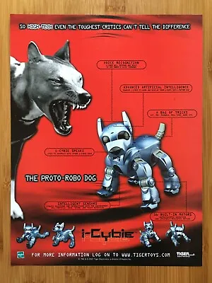 2001 I-Cybie Robot Dog Toy Print Ad/Poster Advertisement HASBRO Tiger Promo Art! • £18.52