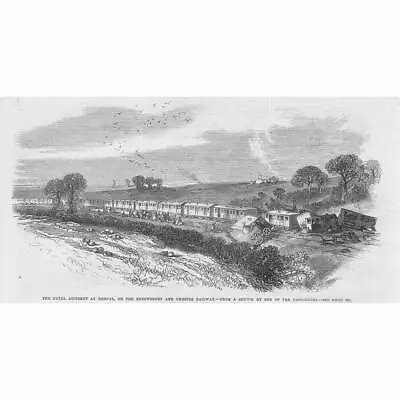 REDNAL Accident On The Shrewsbury & Chest Railway - Antique Print 1865 • £9.99