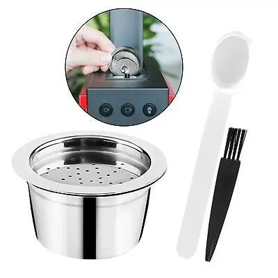 Stainless Refillable Coffee Capsule Pod Filters Brush Fits ALDI Expressi • £13.78