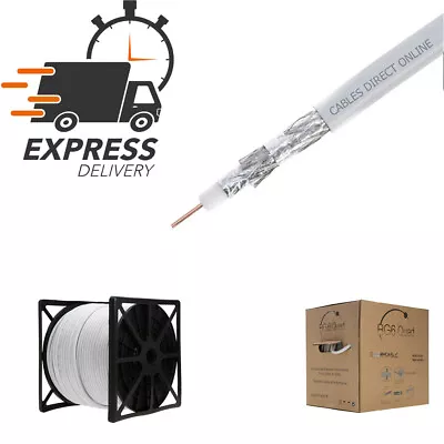 RG6 500FT Cable Bulk Coaxial Wire Quad Shield 18AWG White Coax Satellite TV NEW • $75.21