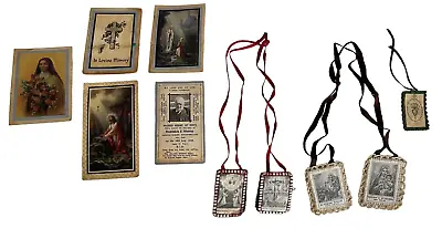 Vintage Catholic Applique 2 Felt Scapular 5 Catholic Funeral Cards With Photos • $12.99