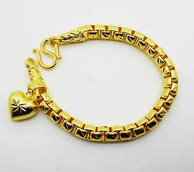 $30.99 • Buy Chain 22K 23K 24K THAI BAHT YELLOW GOLD GP Bracelet Jewelry 7.5 Inch Width 7 Mm