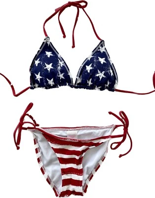 £17.23 • Buy NWNT Xhilaration Stars & Stripes Reversible String Bikini Size M /XS