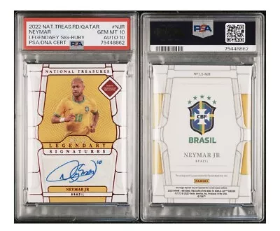 2022 National Treasures - Legendary Signatures Ruby - Neymar Jr Auto /10 PSA 10 • $157.50