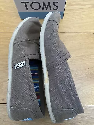 £9.99 • Buy Toms Ash Canvas Grey Womens Slip On Trainers Alpargatas Size 3 UK Original Box