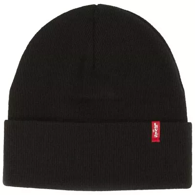 Levis Red Tab Turnup Knitted Beanie Wooley Hat Gemma - Black • £19.99