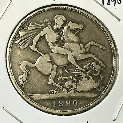 1890 Great Britain Silver Queen Victoria Crown   • $80.75
