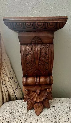 Vintage Large 20 3/4  T Wood Hand Carved Wall Sconce Corbel Shelf Architectural • $189.99