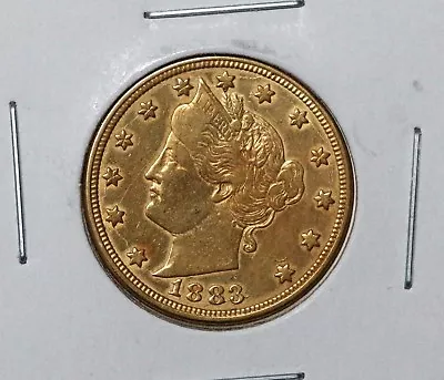 1883 5C No CENTS Liberty Nickel RACKETEER NICKEL GOLD PLATED • $600