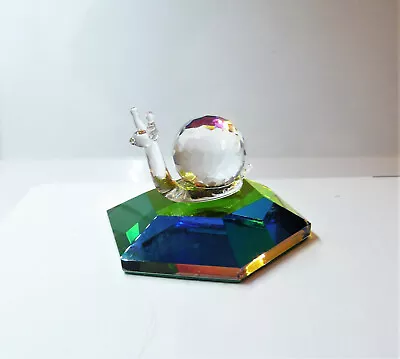 Vintage Iris ARC Crystal Hexagon Display Stand With Miniature Snail Figurine • $19.99