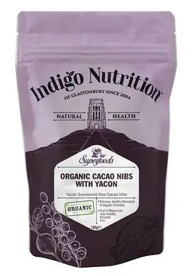 Organic Raw Cacao Nibs Sweetened With Yacon - 100g - 250g - 500g - Indigo Herbs • £8.95