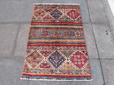 Vintage Hand Made Traditional Zeigler Rug Oriental Wool Red Small Rug 127x86cm • £225