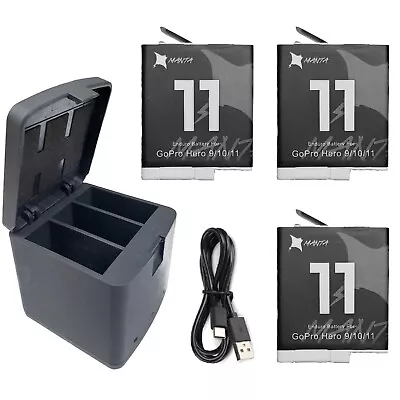 GoPro HERO11 ENDURO Battery (1720mAh) Dual Charger MANTA Triple Kit Set Go Pro • $39.95