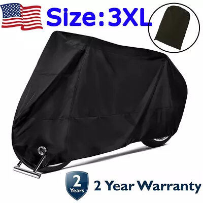 Motorcycle 3XL Cover Waterproof Heavy Duty For Winter Outside Storage Snow Rain • $26.39