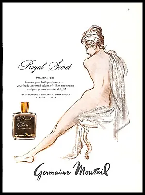 1965 Germaine Monteil Royal Secret Vintage PRINT AD Perfume Art Naked Drawing • $14.99