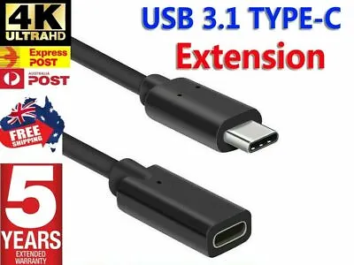 $10.43 • Buy 1M USB 3.1 Type-C Male To Female Extension Cable USB-C Thunderbolt 3 Extender AU
