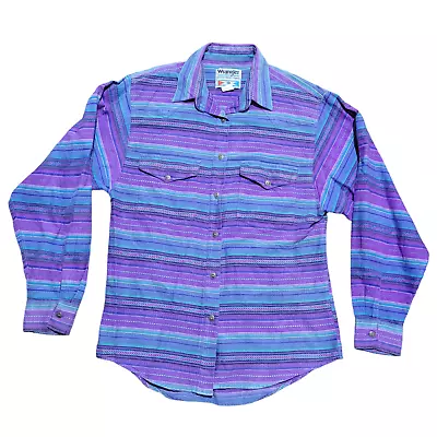 Wrangler Button Up Shirt L Purple Women Everyday Simple Casual Rodeo Cowgirl Y2K • $42.25