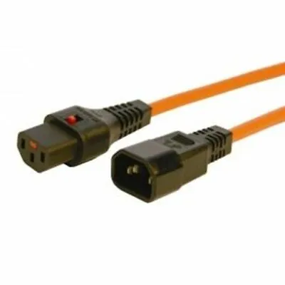 Extension Cable IEC C14 Male Plug / IEC C13 Female Lock Orange 3.5m Metres • £3.99