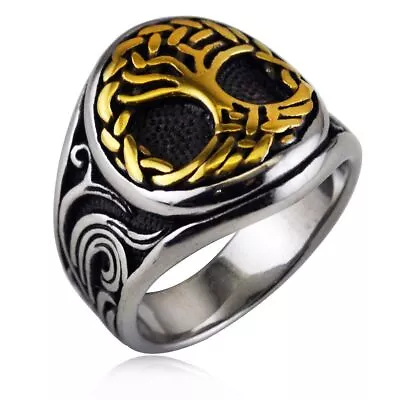 Vintage Style Viking Life Tree Personalized Stainless Steel Ring US Size 7-13 • $12.34