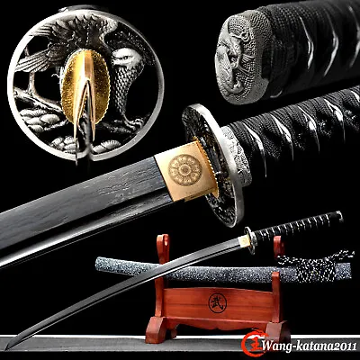 40''Eagle Katana Black Damascus Folded Steel Battle Ready Japanese Samurai Sword • $220