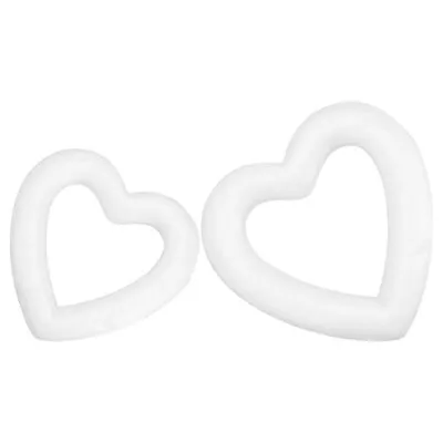  2 Pcs Blank Foams Hearts Craft Hollow Rings Frame Wreath Form Manual • £7.65