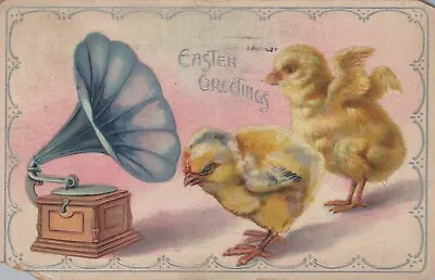 Easter Greetings Spring Chicken Victrola Posted Vintage Divided Back Postcard • $14.75