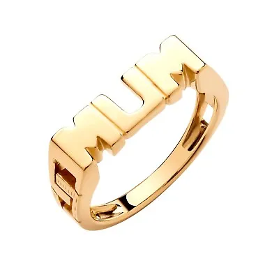 9ct Yellow Gold On Silver MUM Ring Size J K L M N O P Q R S T U V Mother Mom • £18.95